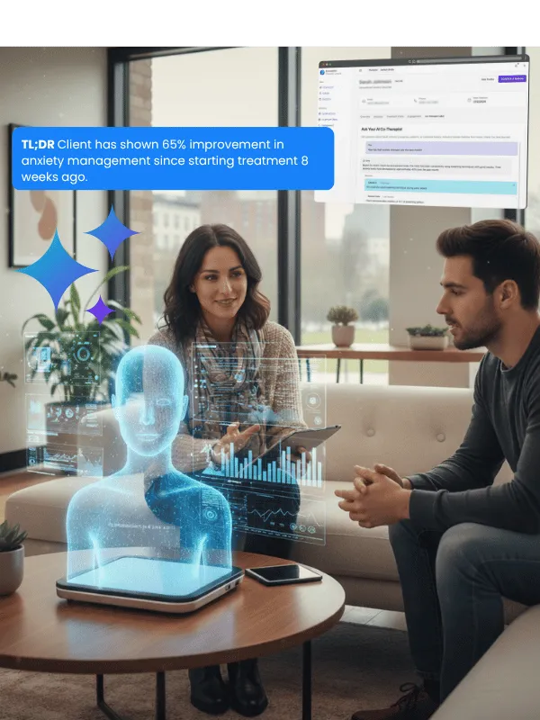Therapist and client in an AI-assisted therapy session