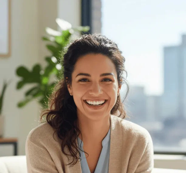 Therapist smiling while using Emosapien AI therapy software