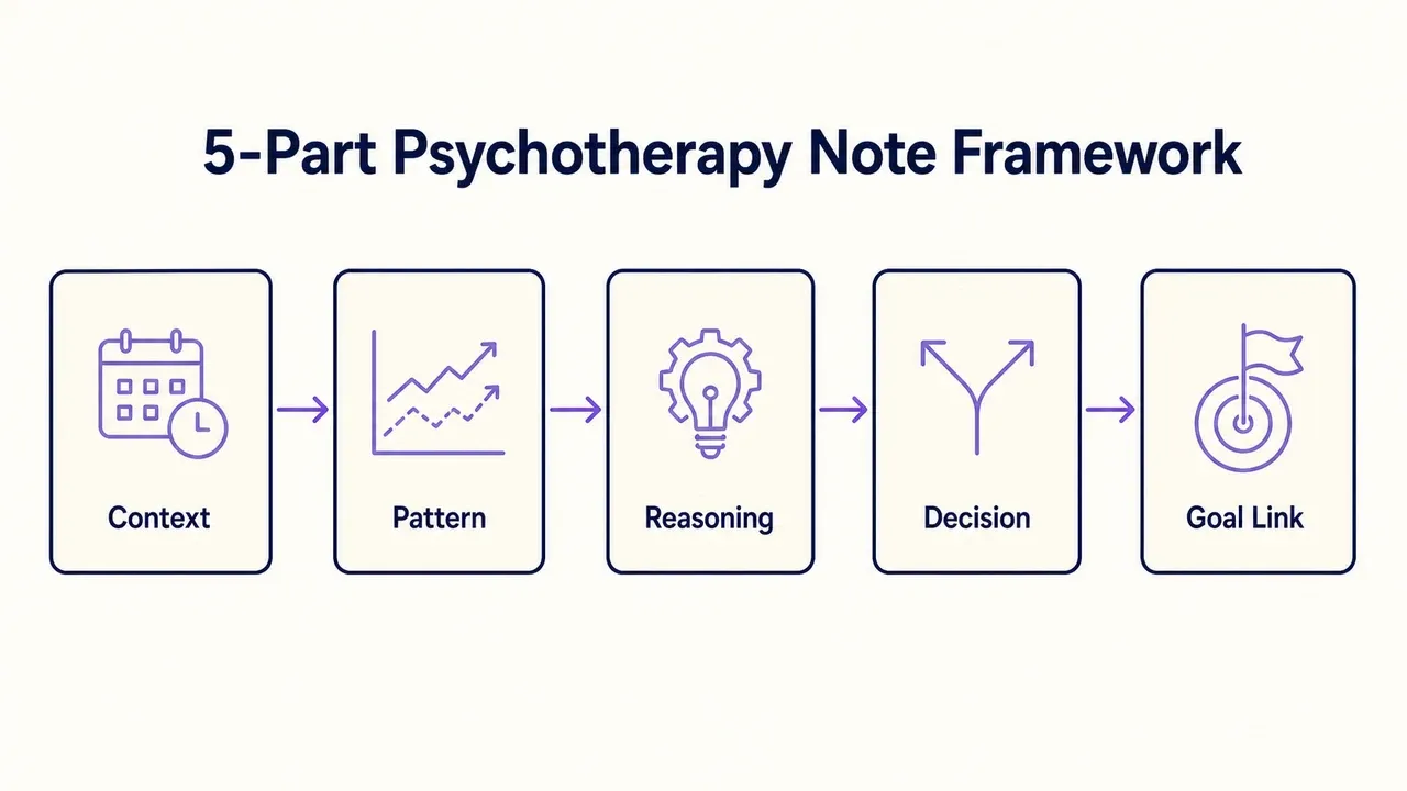 How to Write Psychotherapy Notes: The 5-Part Frame in 5 Minutes